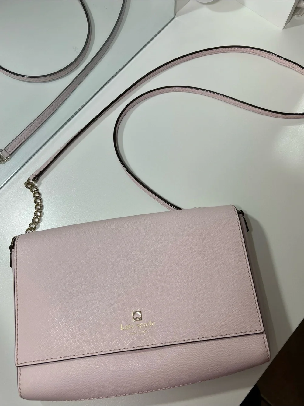 Kate Spade Charlotte Street Alek Flap Crossbody Blush Pink Leather